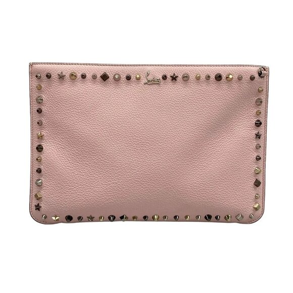 Christian Louboutin Handbags - Auth CHRISTIAN LOUBOUTIN Loubi Clutch Pink Leather Clutch Bag